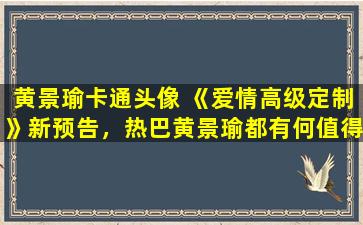 黄景瑜卡通头像 《爱情高级定制》新预告，热巴黄景瑜都有何值得期待之处